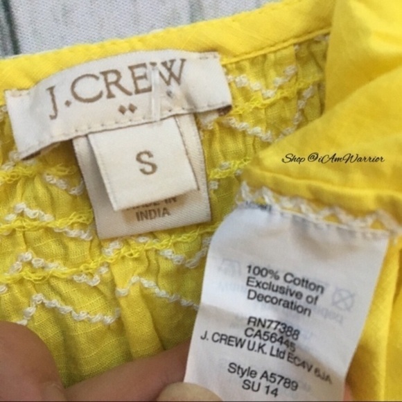 J.Crew lemon yellow embroidered peasant top *shop@iamwarrior - Picture 11 of 12